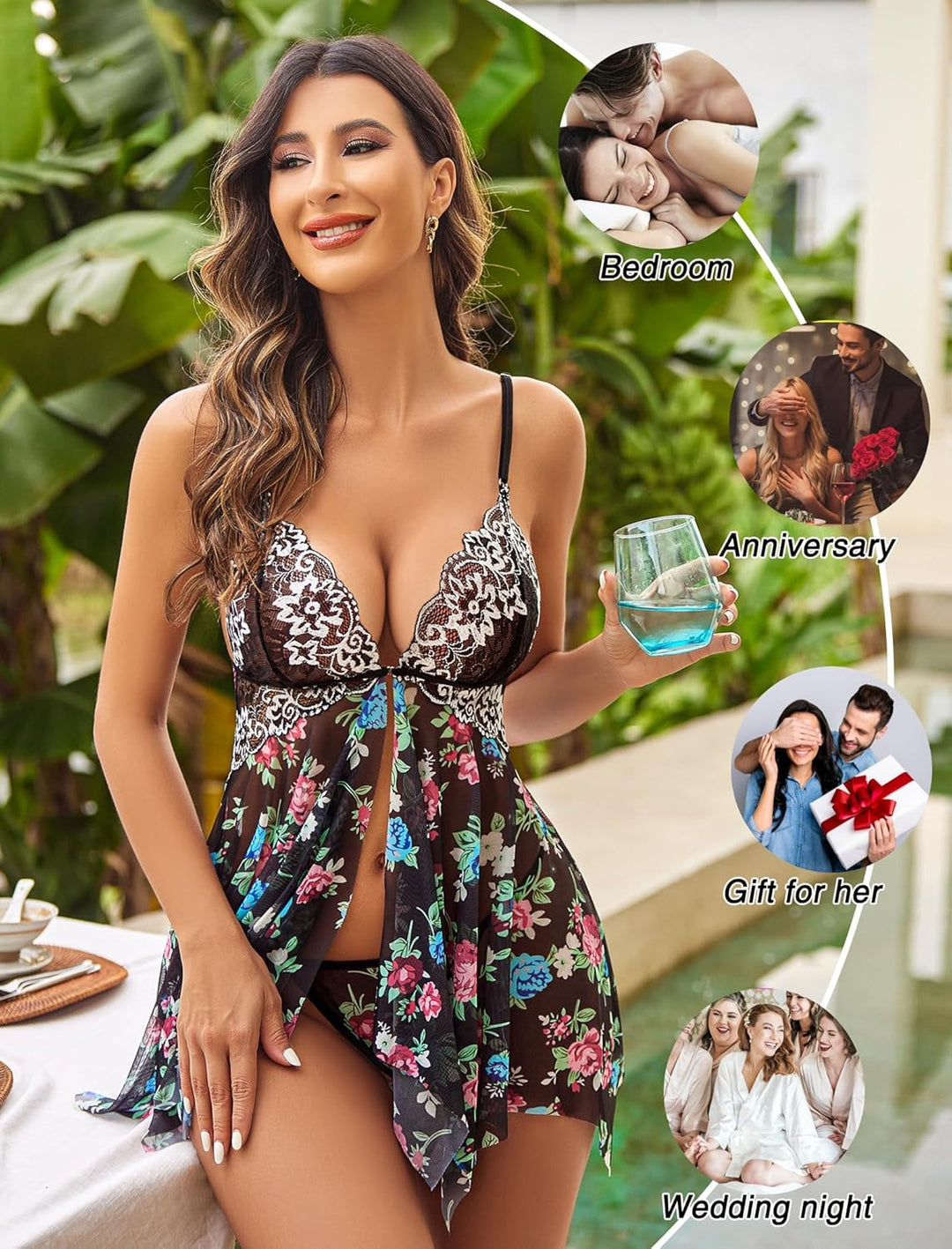 Monica – Lace Babydoll & G-String Set