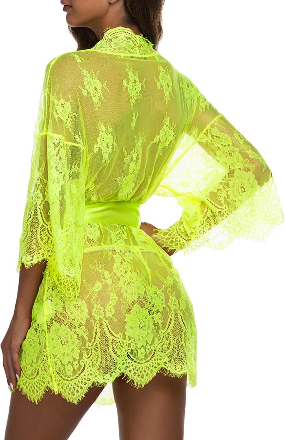 Valerie – Sheer Lace Kimono Robe Set