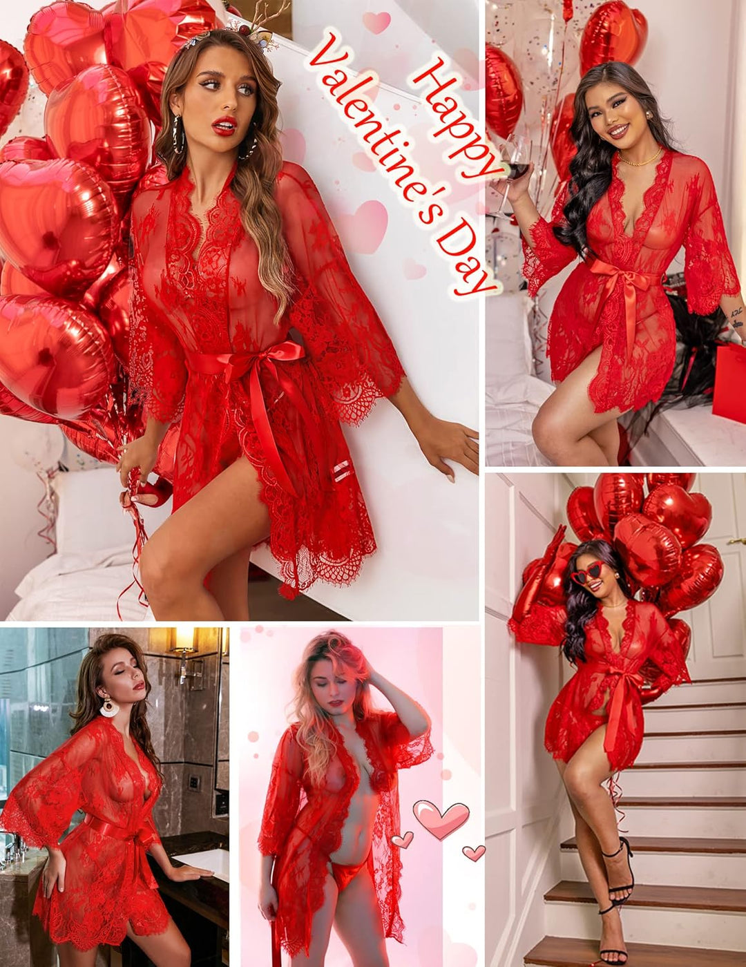 Valerie – Sheer Lace Kimono Robe Set