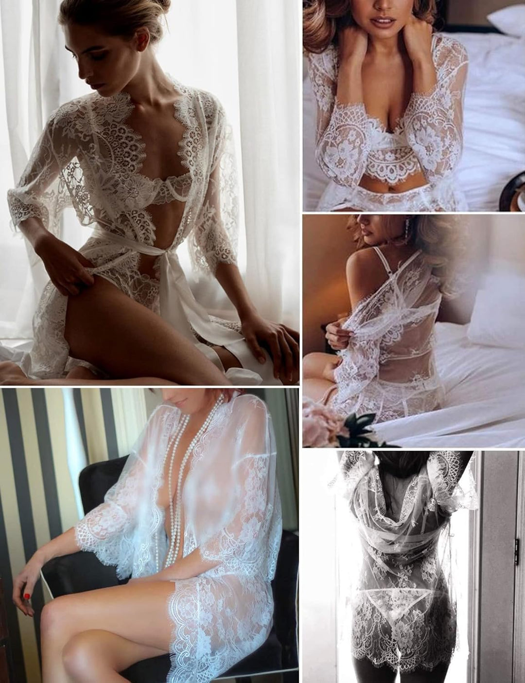 Valerie – Sheer Lace Kimono Robe Set