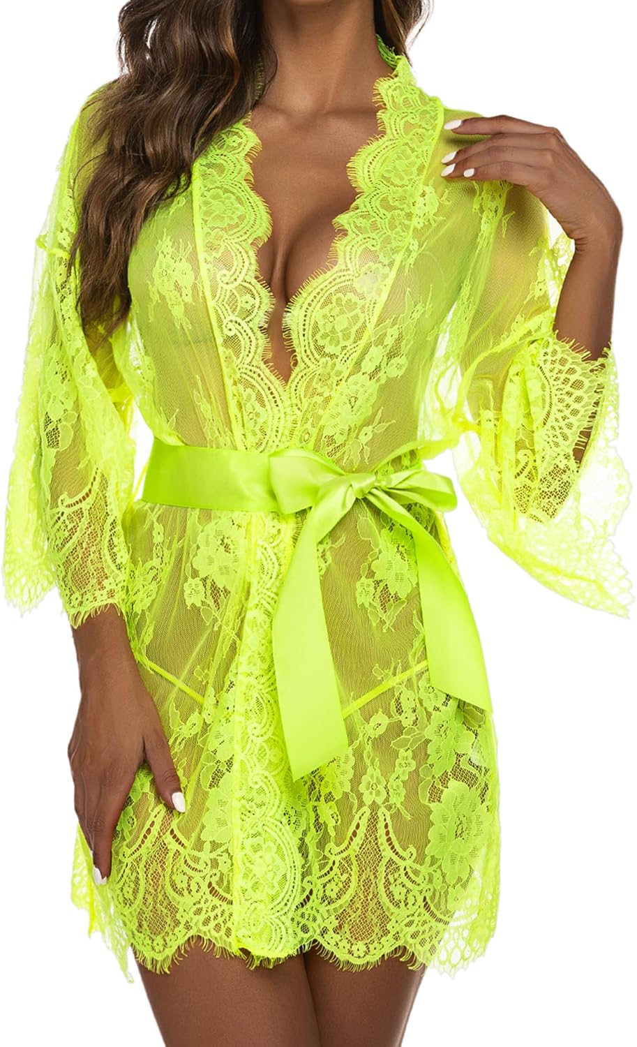 Valerie – Sheer Lace Kimono Robe Set