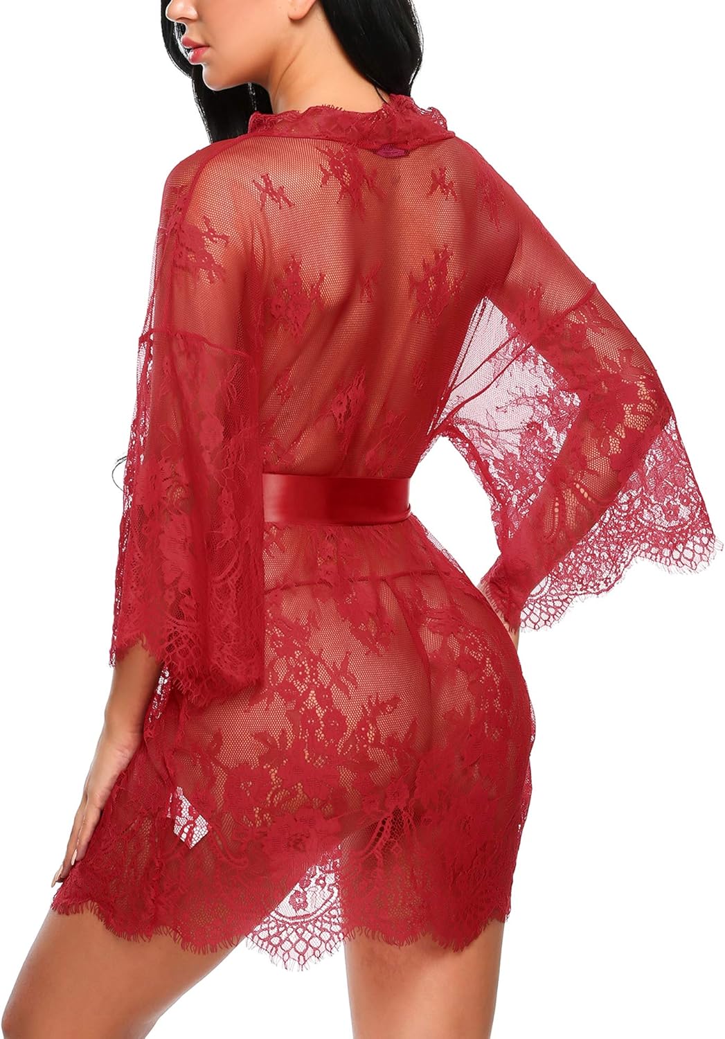 Valerie – Sheer Lace Kimono Robe Set