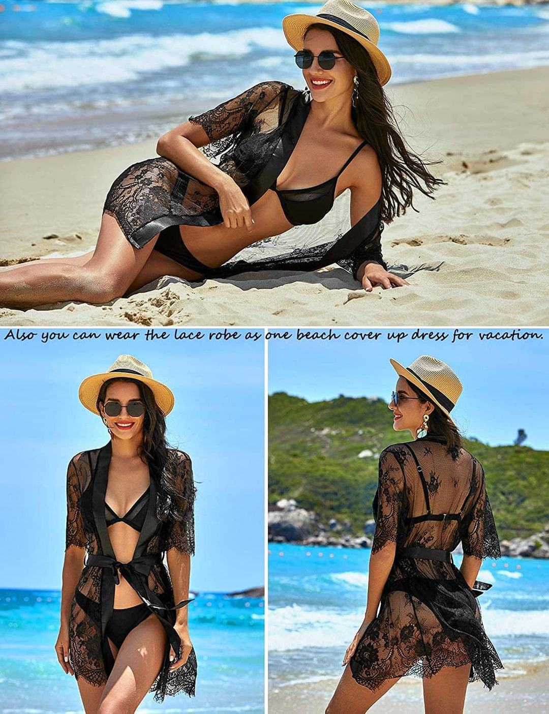 Valerie – Sheer Lace Kimono Robe Set